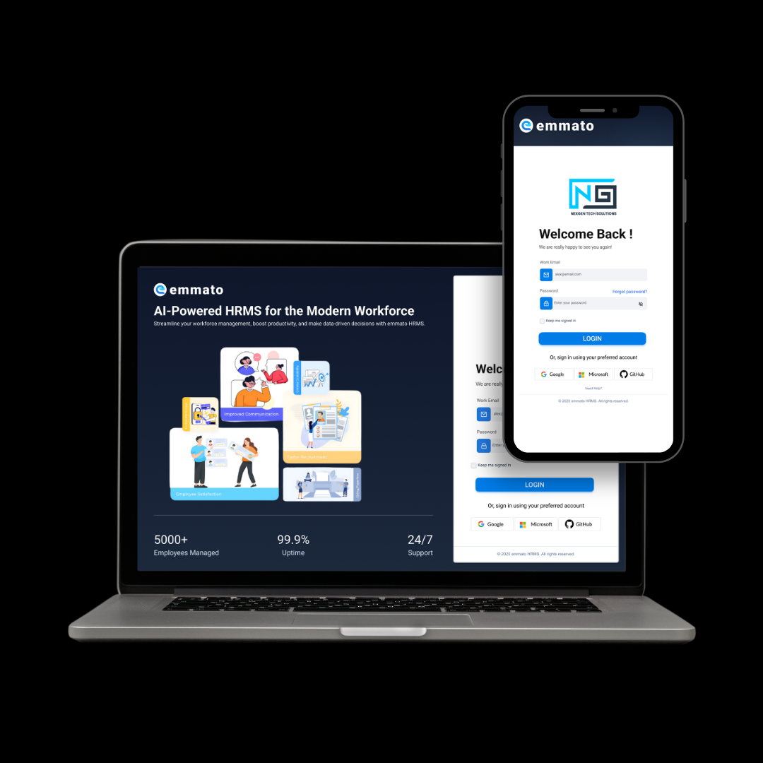 Emmato HRMS on laptop and mobile